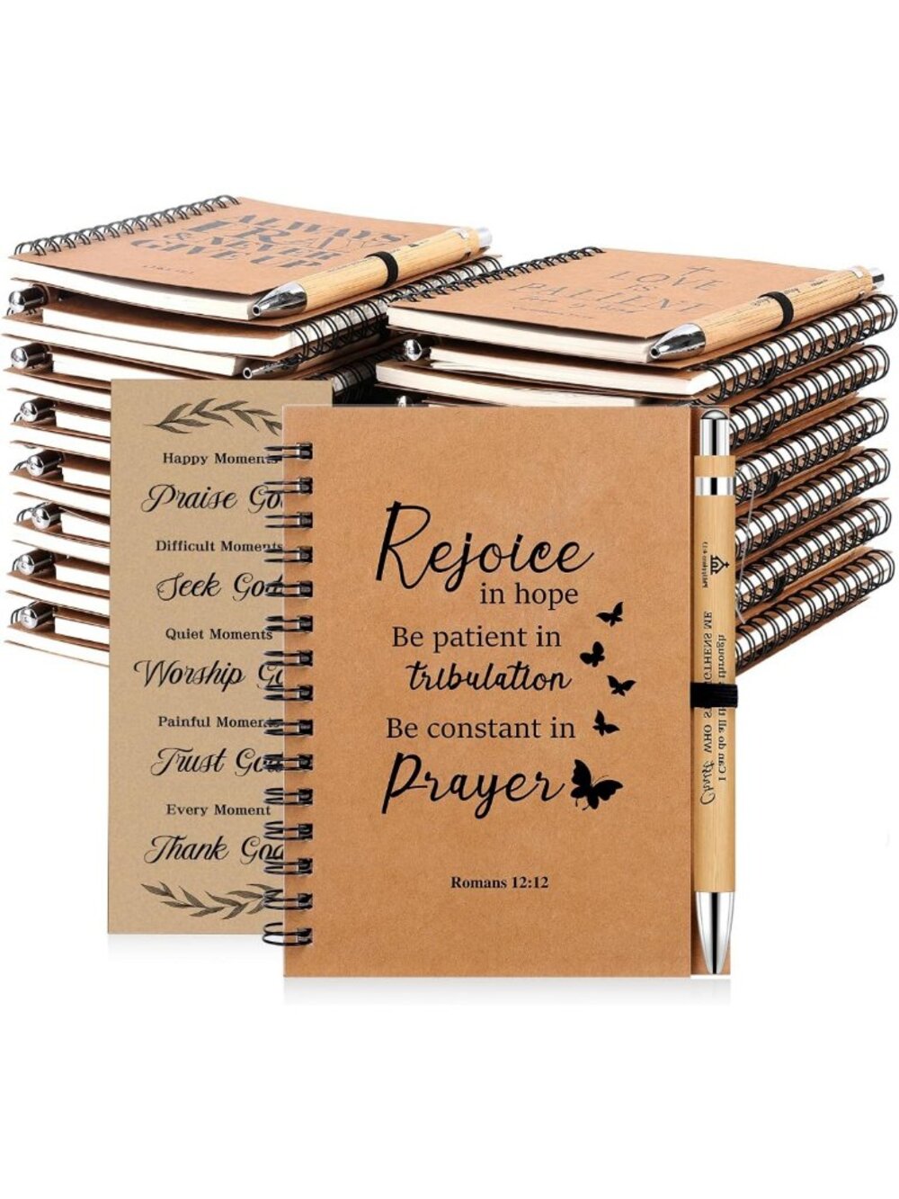 30 Pcs Christian Spiral Notebooks & Pens Set, Prayer Journals for Bible Study
